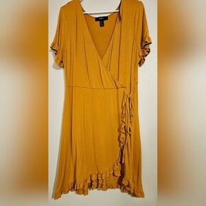 FOREVER 21 mustard dress ruffle 2xl